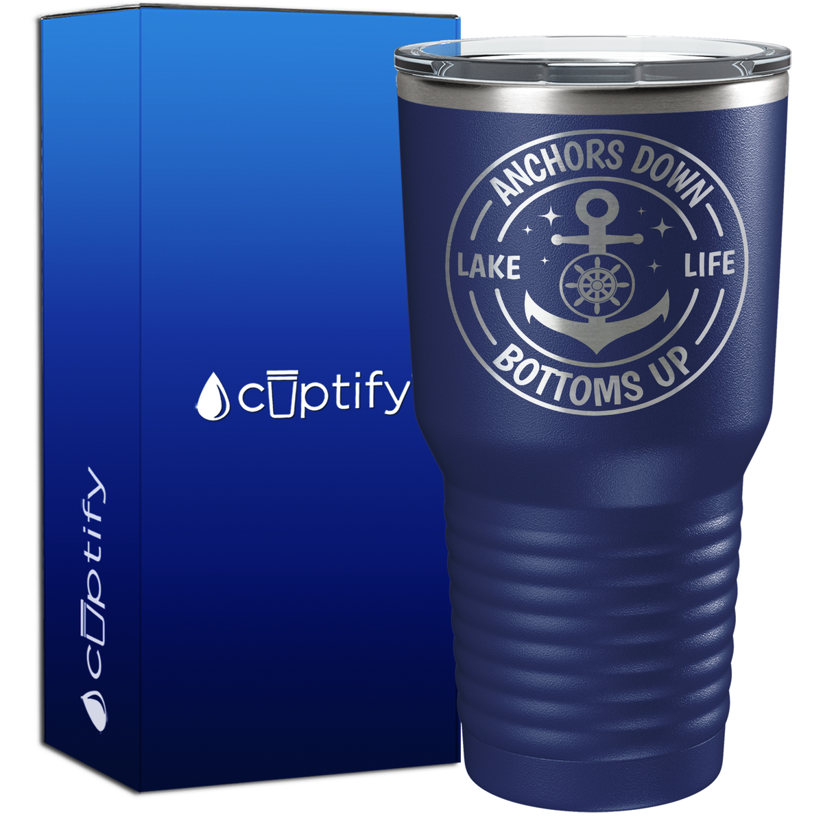 Anchors Down Bottoms Up Circle 30oz Anchor Tumbler