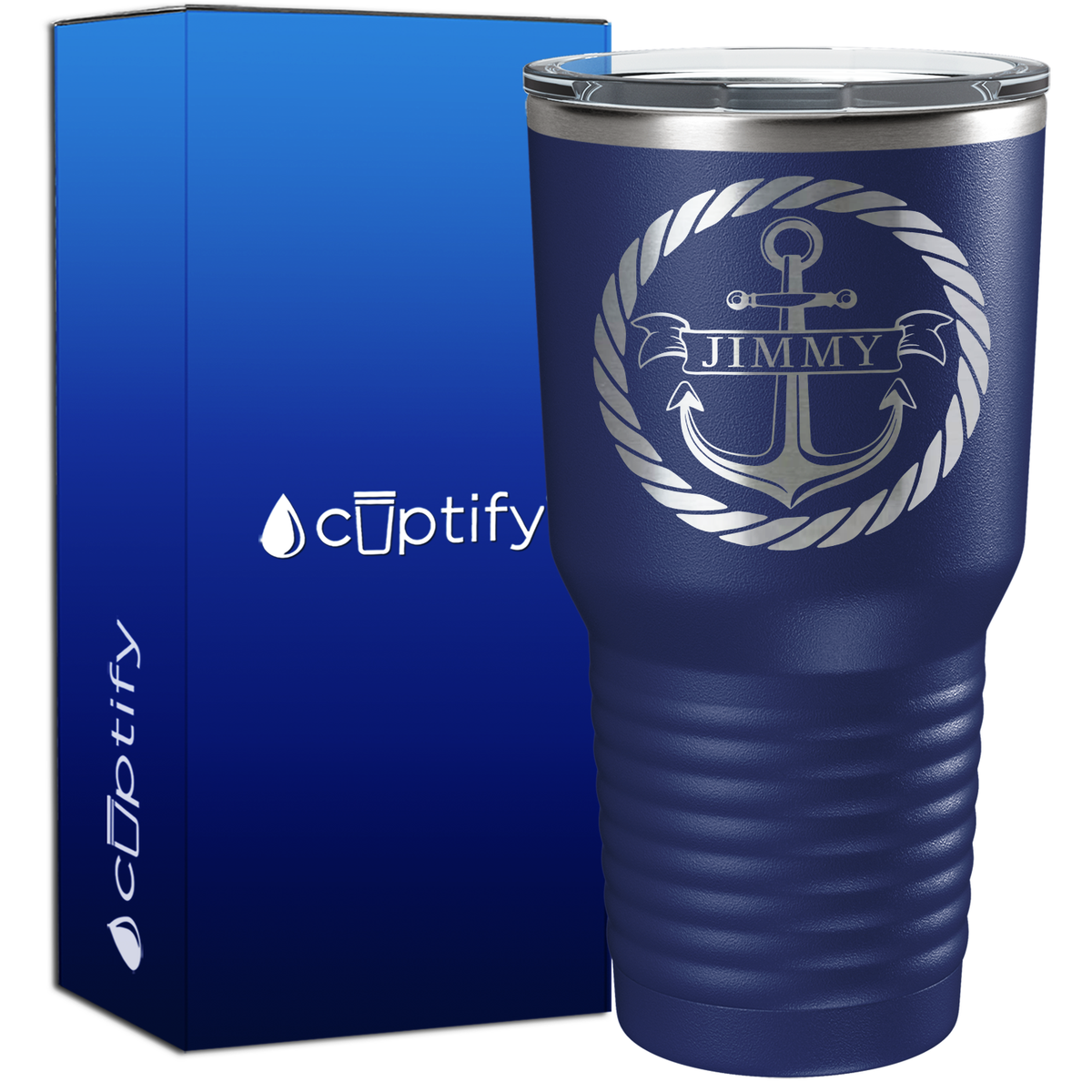 Personalized Anchor in Rope Circle 30oz Anchor Tumbler