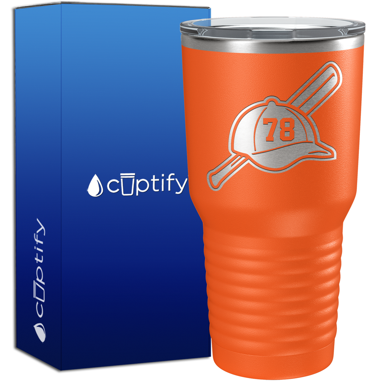 Baseball Bat and Hat with Personalized Number 30oz Baseball Tumbler