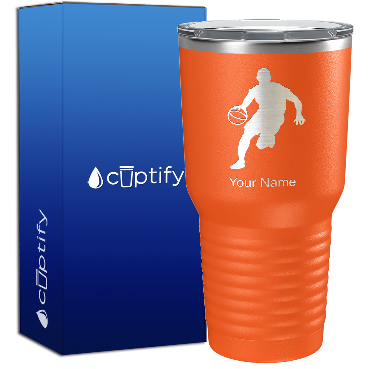 Personalized Basketball Player Silhouette on 30oz Tumbler