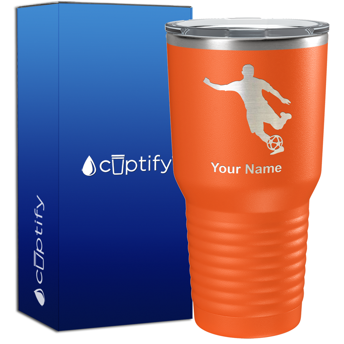 Personalized Soccer Player Silhouette 30oz Soccer Tumbler