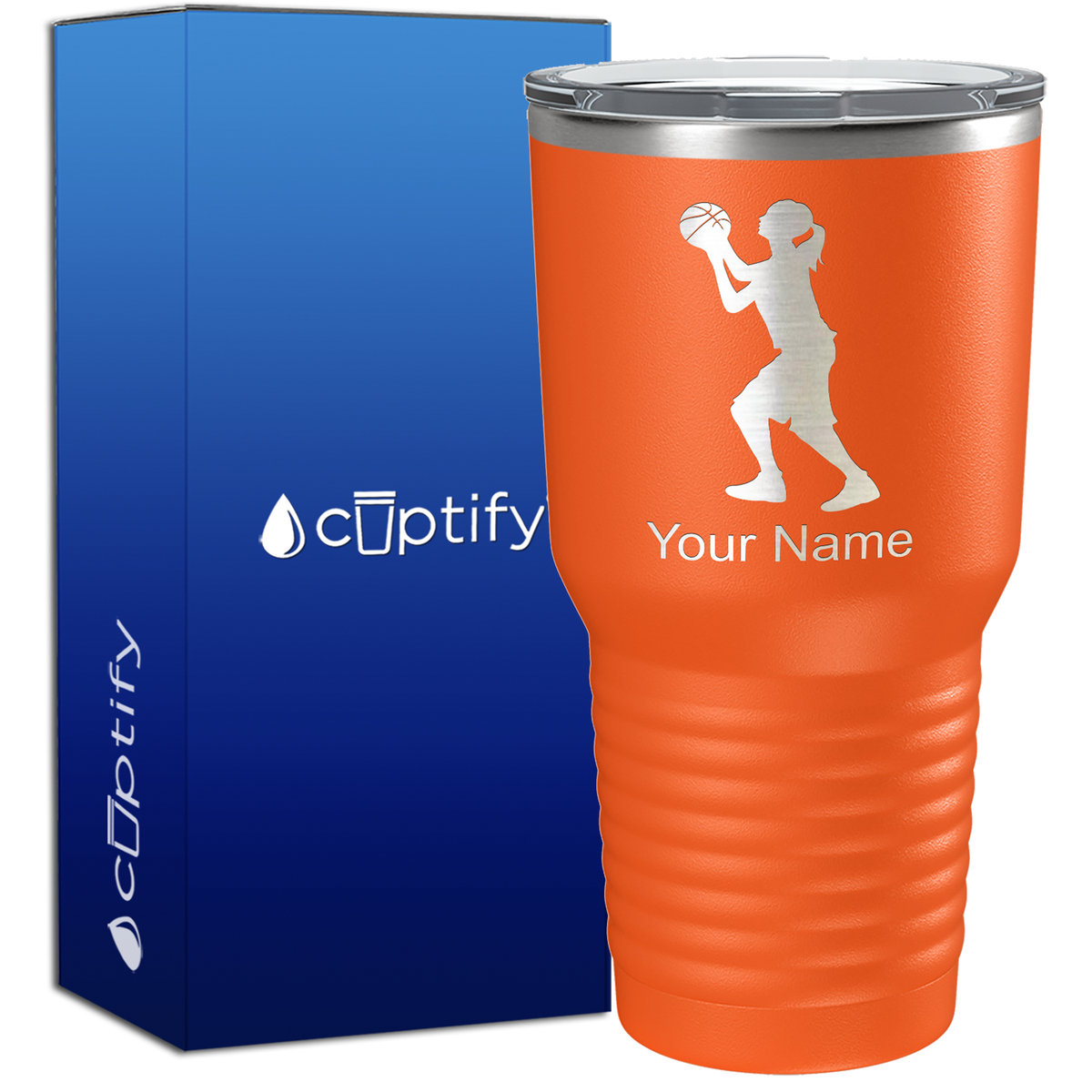 Personalized Girl Shooting Basketball on 30oz Tumbler
