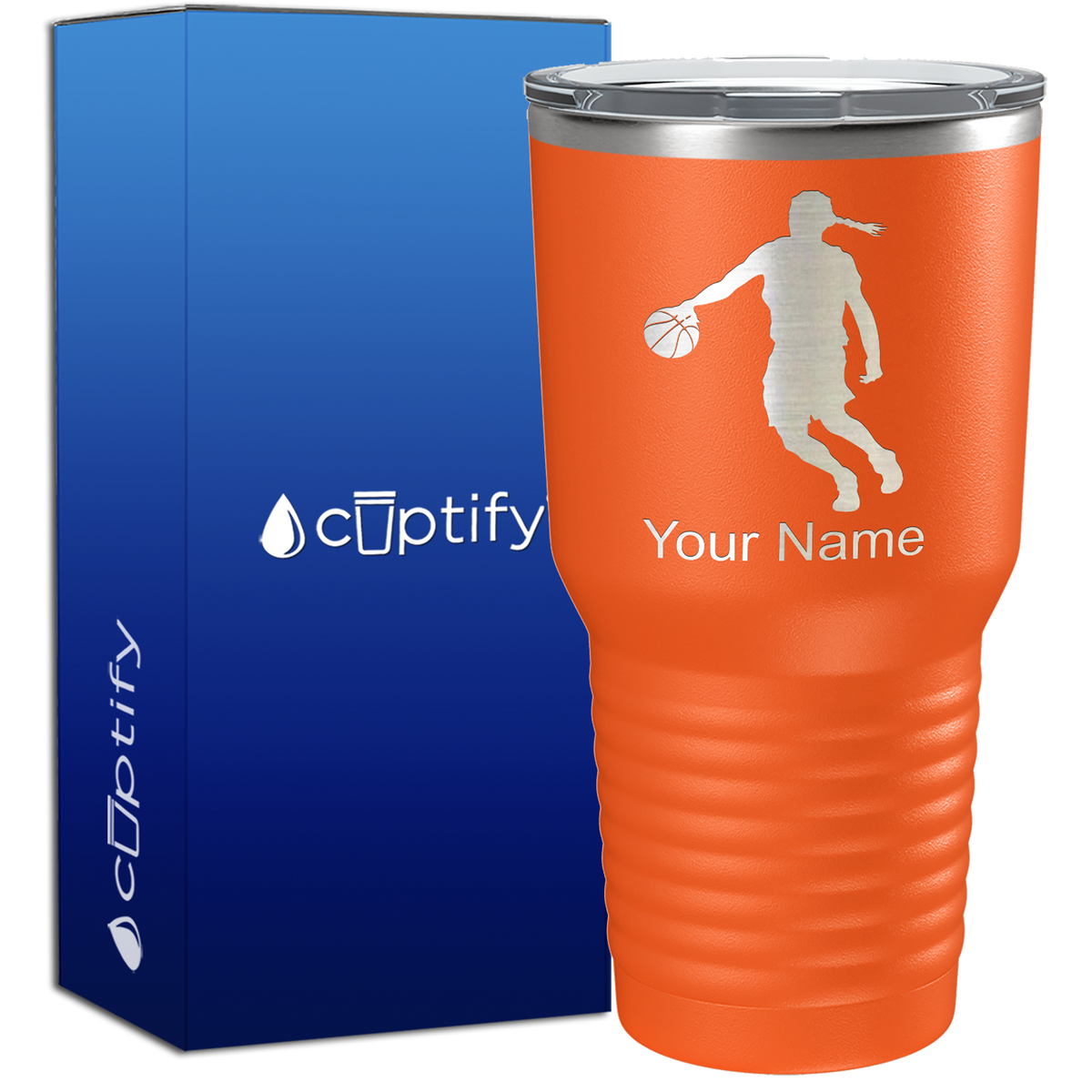 Personalized Basketball Girl Player Silhouette on 30oz Tumbler