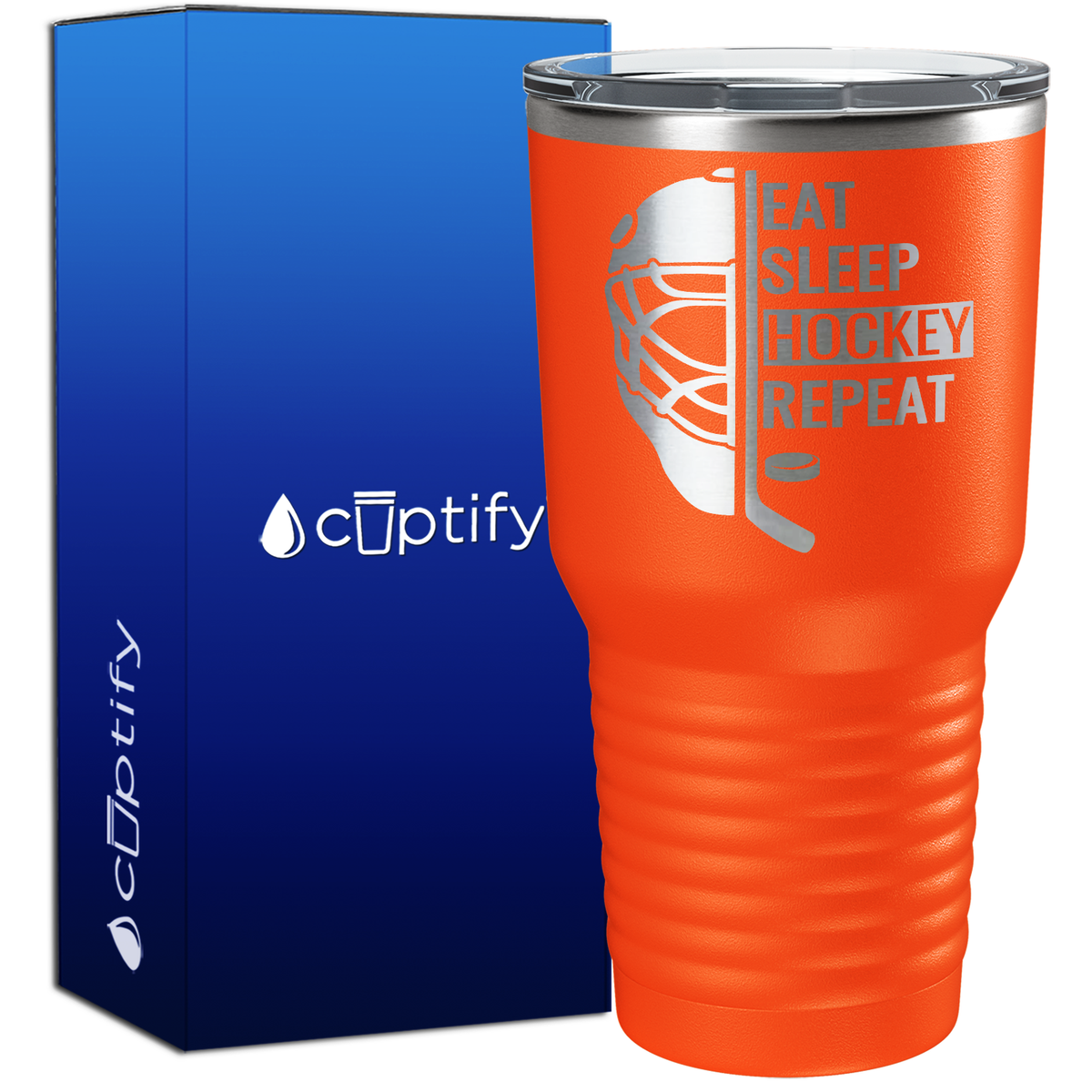 Eat. Sleep. Hockey. Repeat. Helmet 30oz Hockey Tumbler