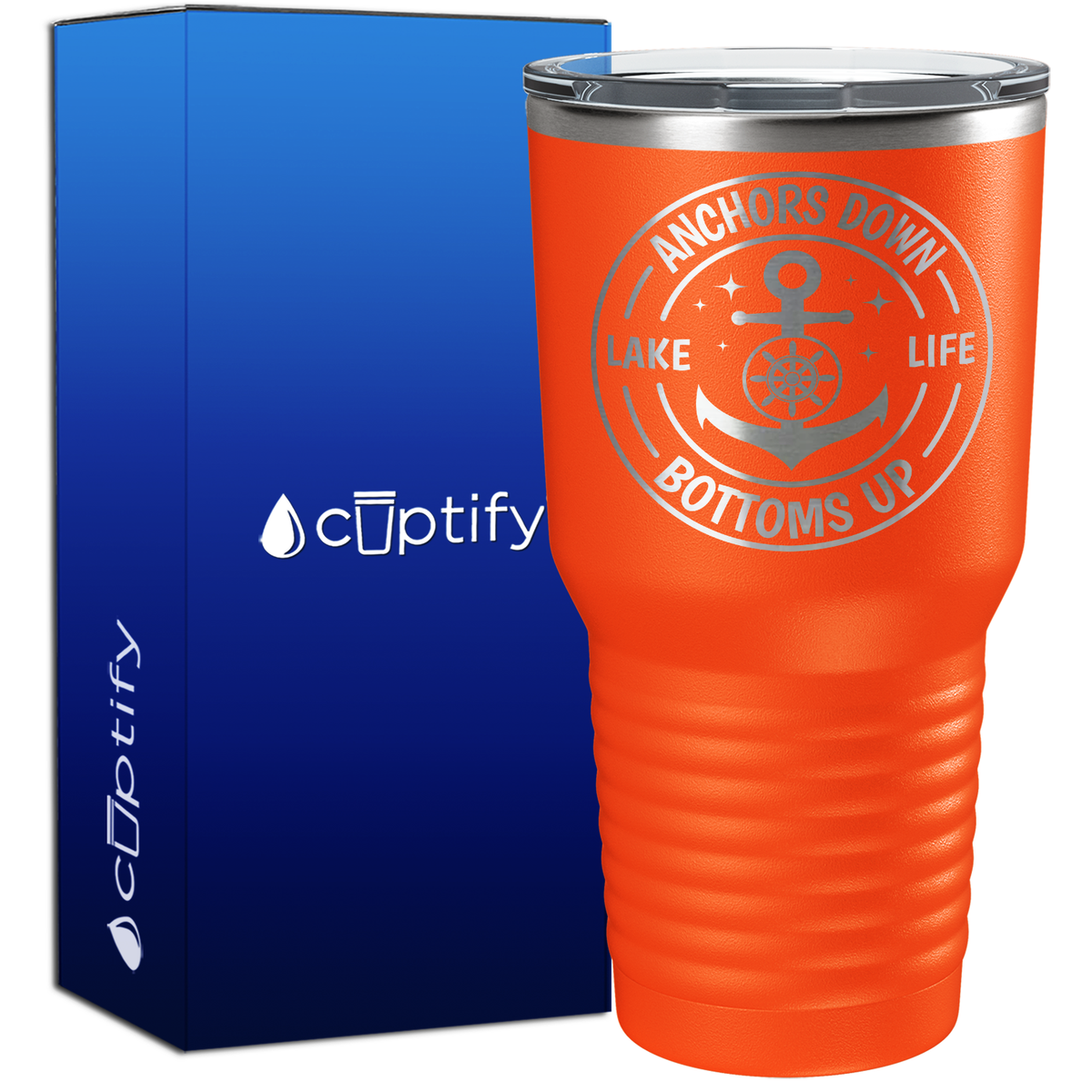 Anchors Down Bottoms Up Circle 30oz Anchor Tumbler