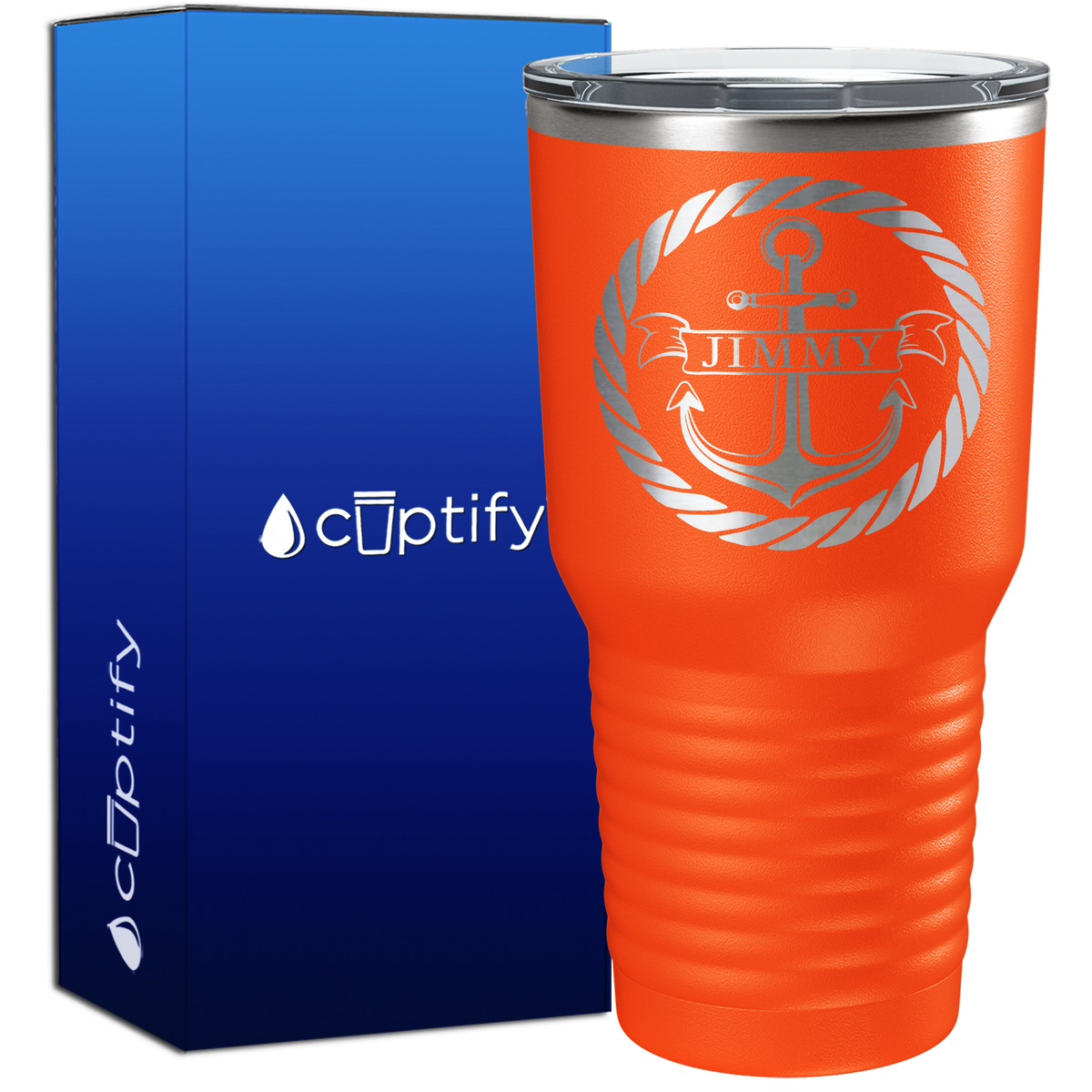Personalized Anchor in Rope Circle 30oz Anchor Tumbler