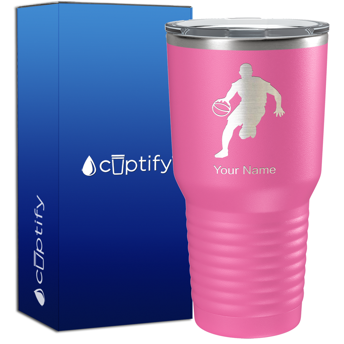 Personalized Basketball Player Silhouette on 30oz Tumbler