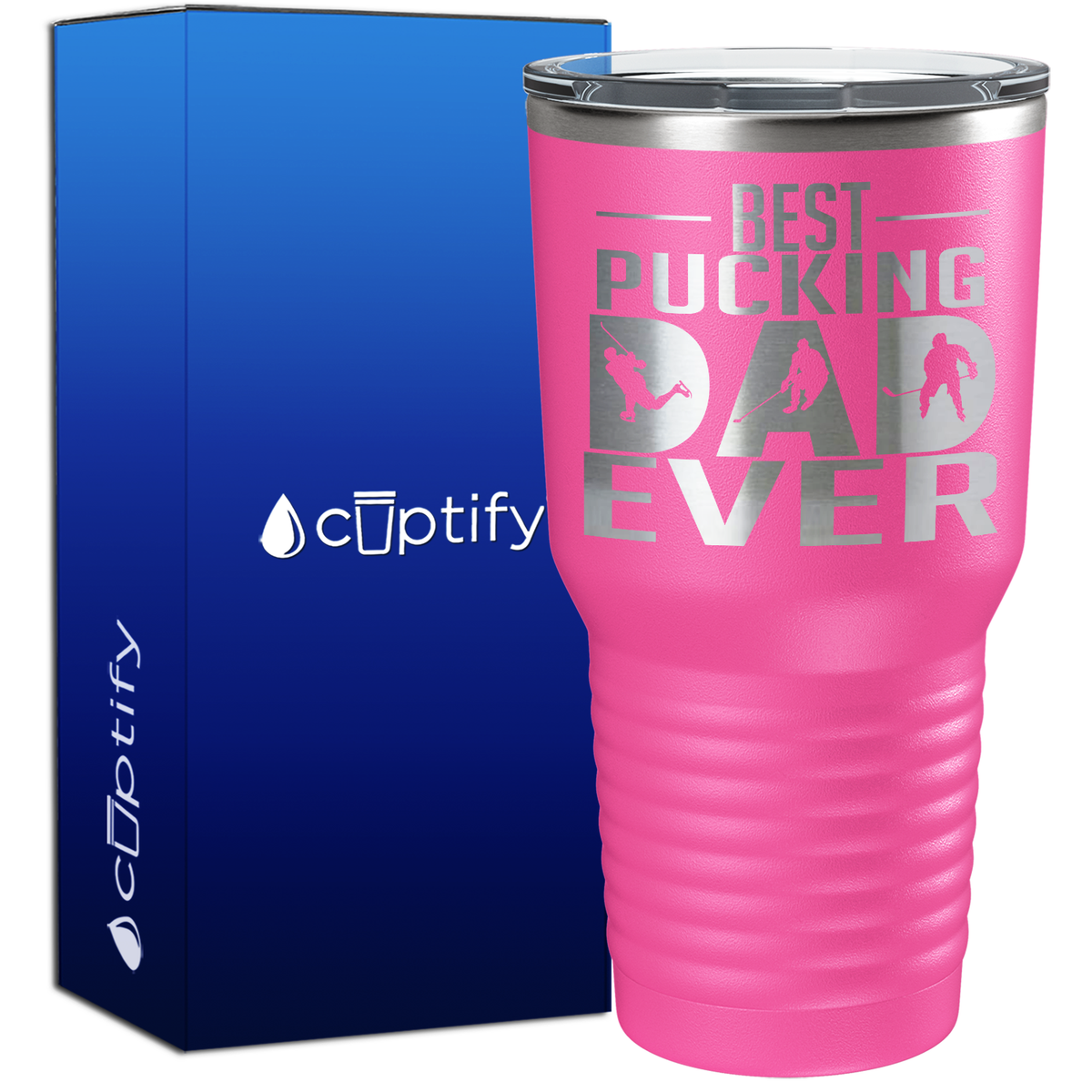 Best Pucking Dad Ever Player Silhouette 30oz Hockey Tumbler