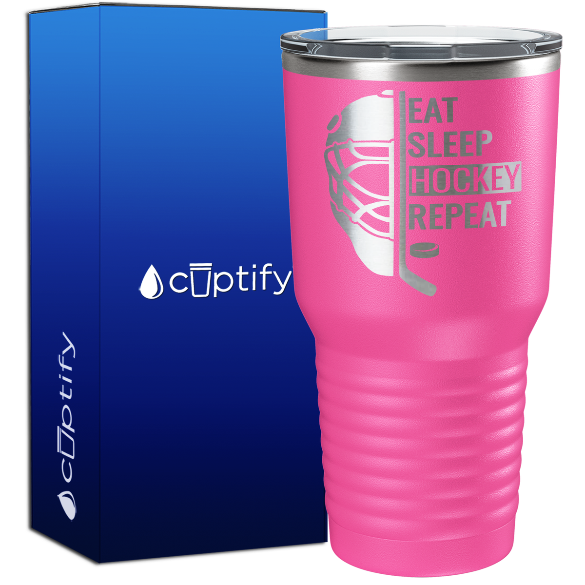Eat. Sleep. Hockey. Repeat. Helmet 30oz Hockey Tumbler