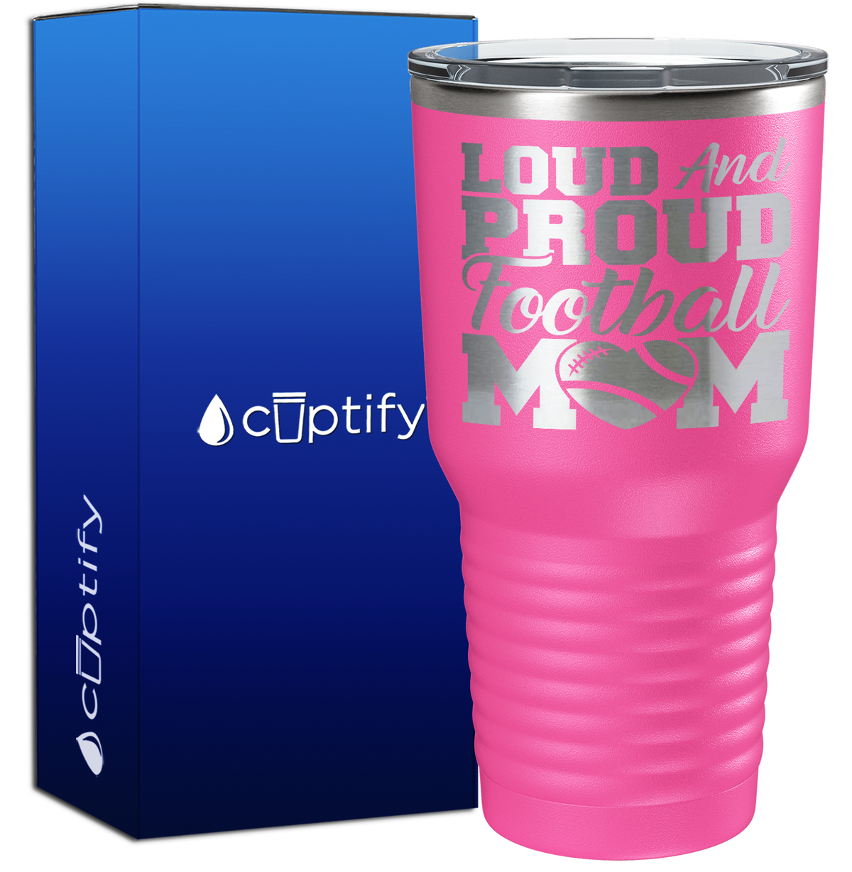 Loud and Proud Football Mom Heart 30oz Football Tumbler