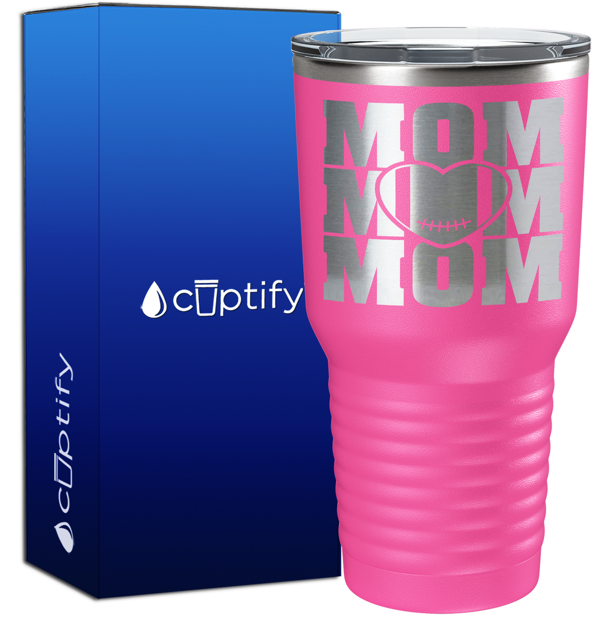 Mom Mom Mom Football 30oz Football Tumbler