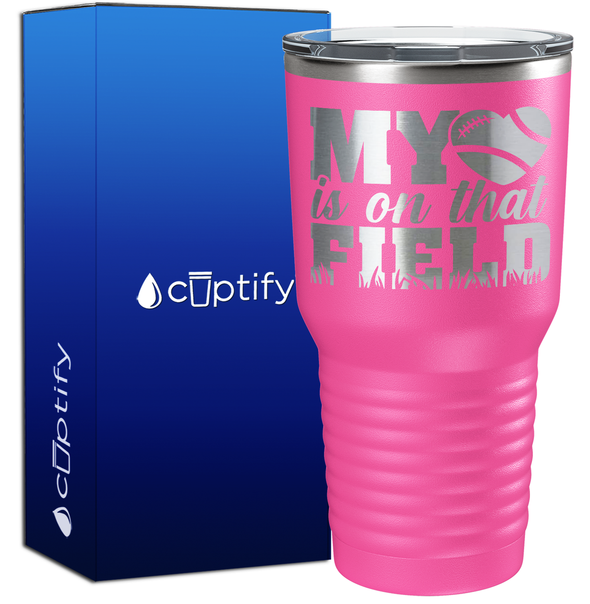 My Heart is on That Field Football 30oz Football Tumbler