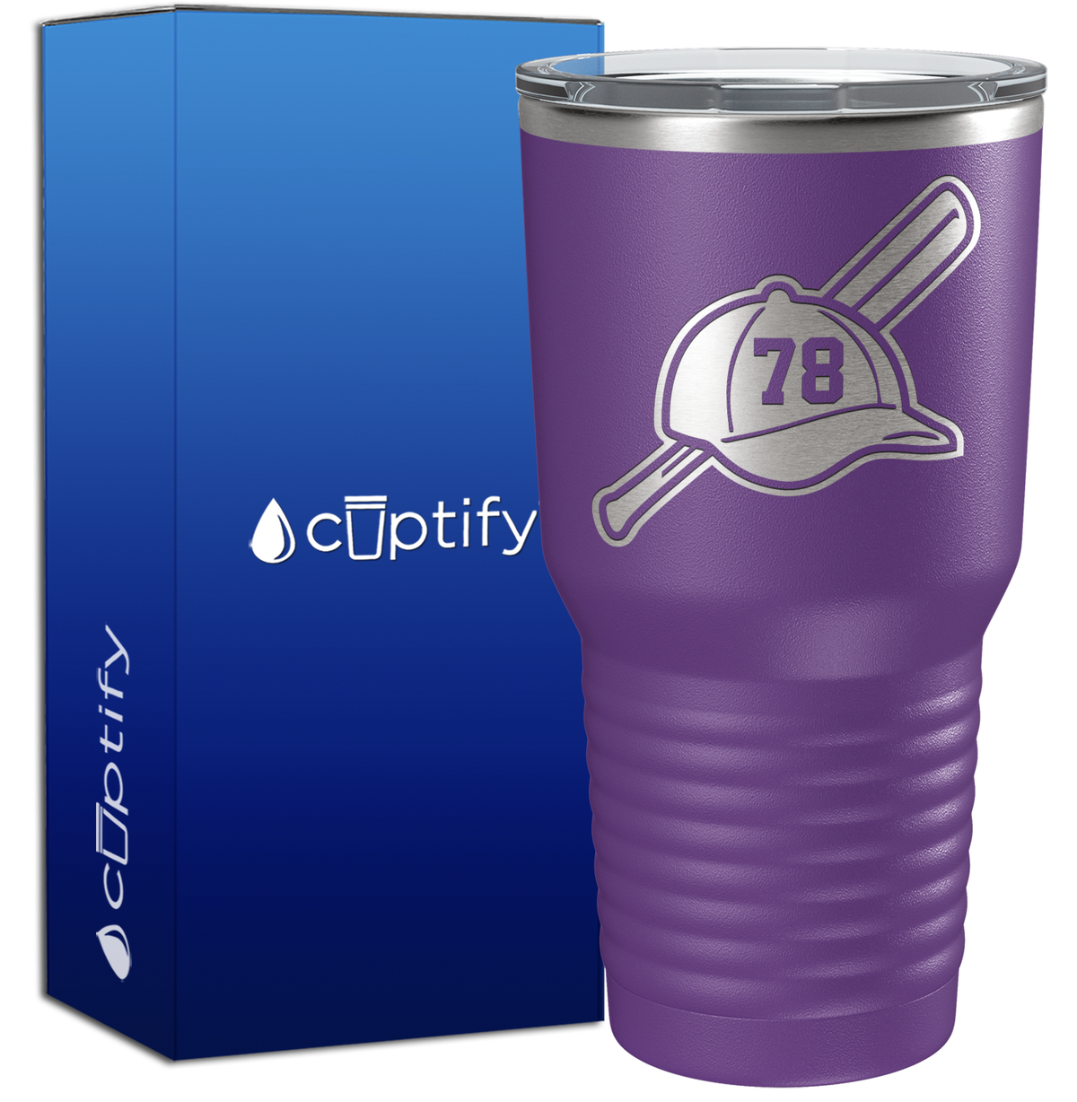 Baseball Bat and Hat with Personalized Number 30oz Baseball Tumbler