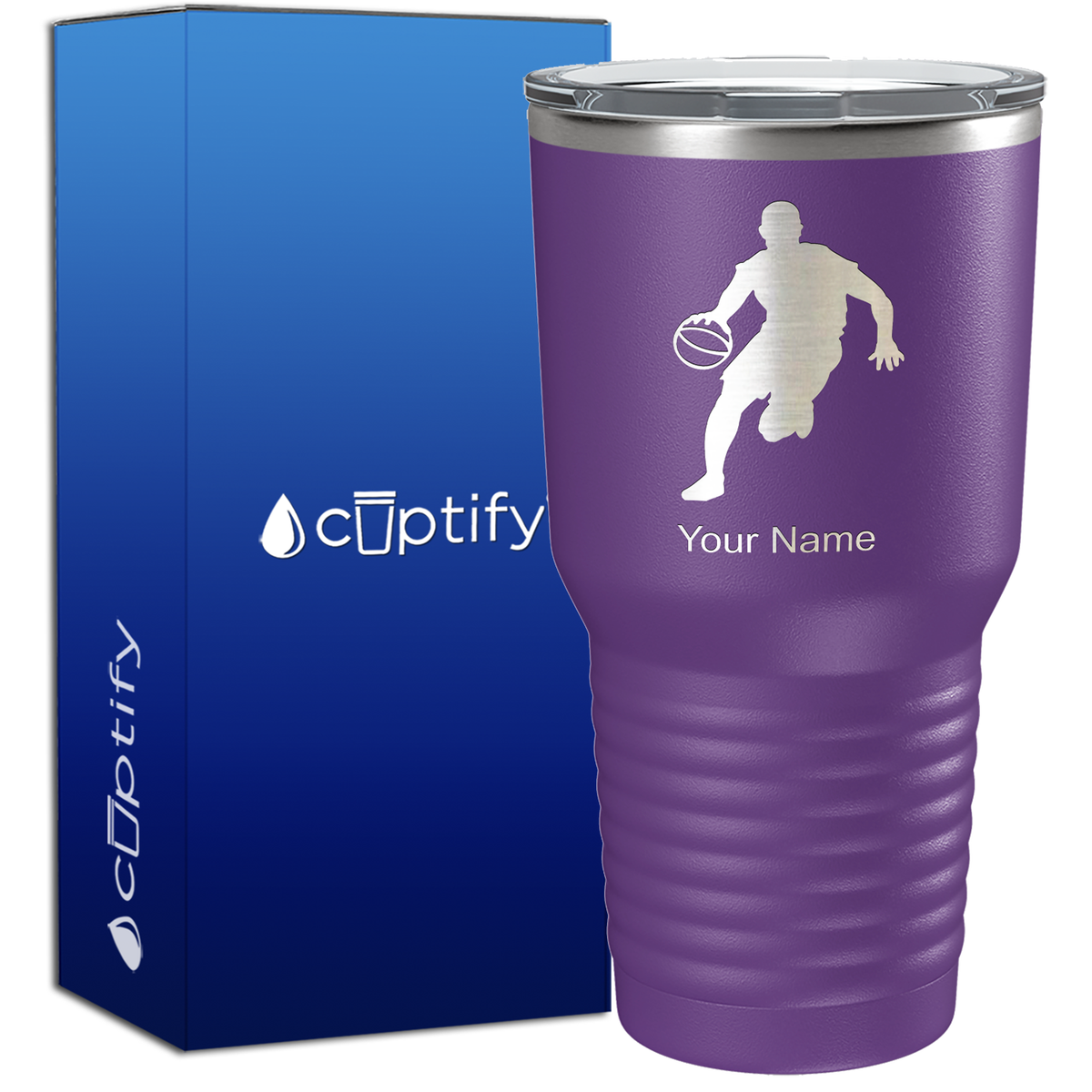 Personalized Basketball Player Silhouette on 30oz Tumbler