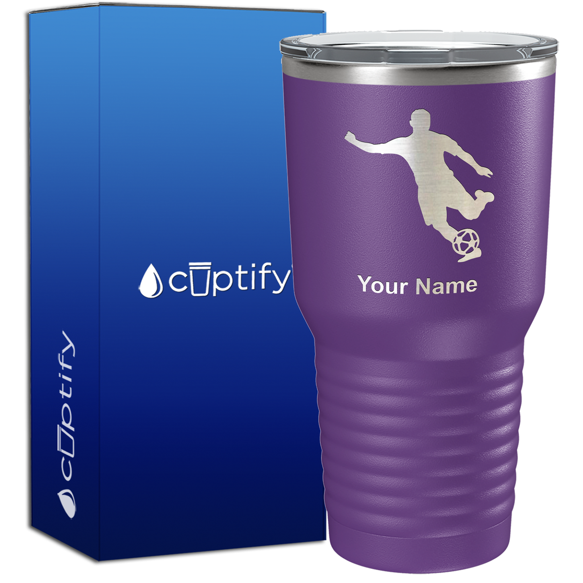 Personalized Soccer Player Silhouette 30oz Soccer Tumbler