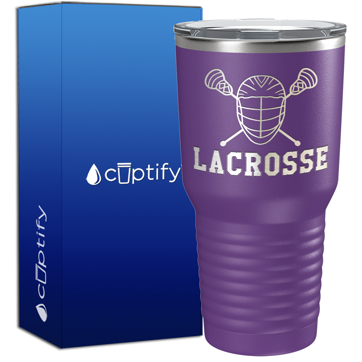 Lacrosse Mask and Sticks 30oz Lacrosse Tumbler
