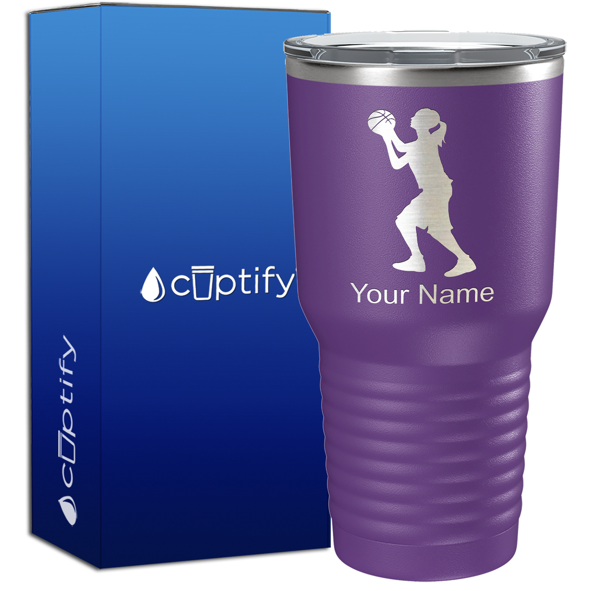 Personalized Girl Shooting Basketball on 30oz Tumbler