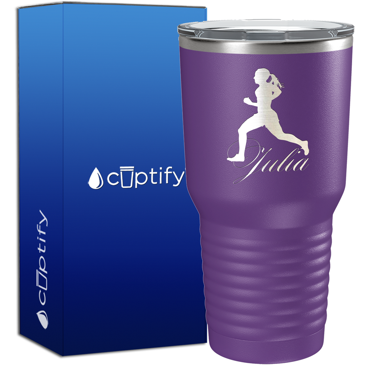 Personalized Running Women Silhouette 30oz Cross Country Tumbler
