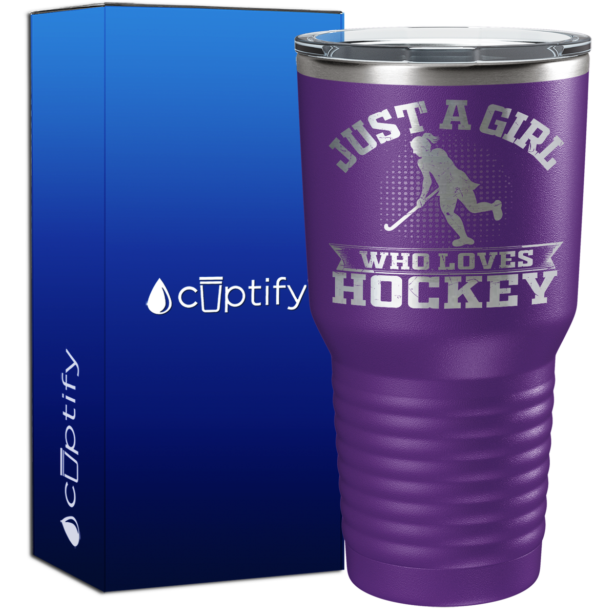 Just a Girl Who Loves Hockey Player Silhouette 30oz Hockey Tumbler