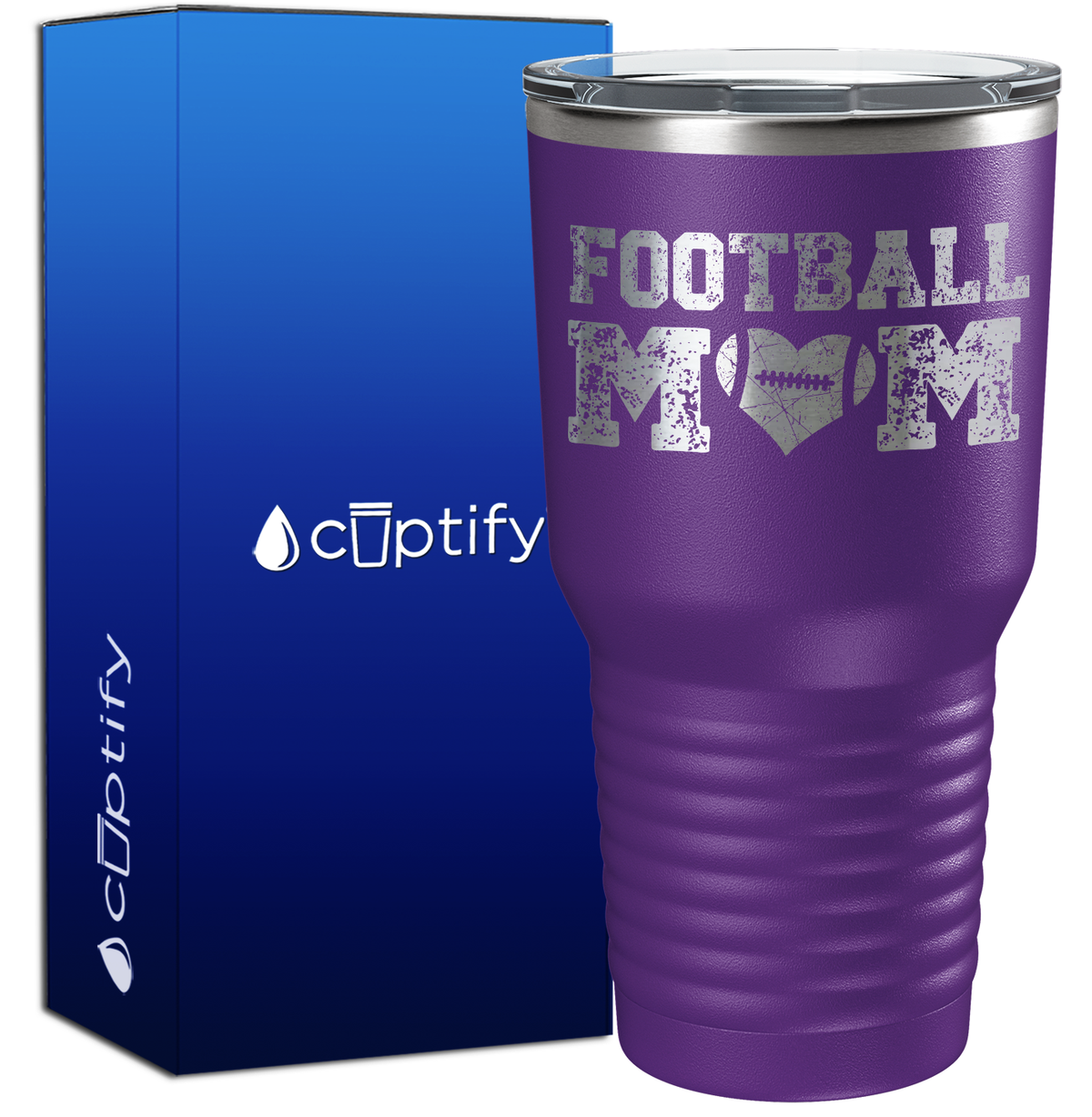 Football Mom Distressed 30oz Football Tumbler