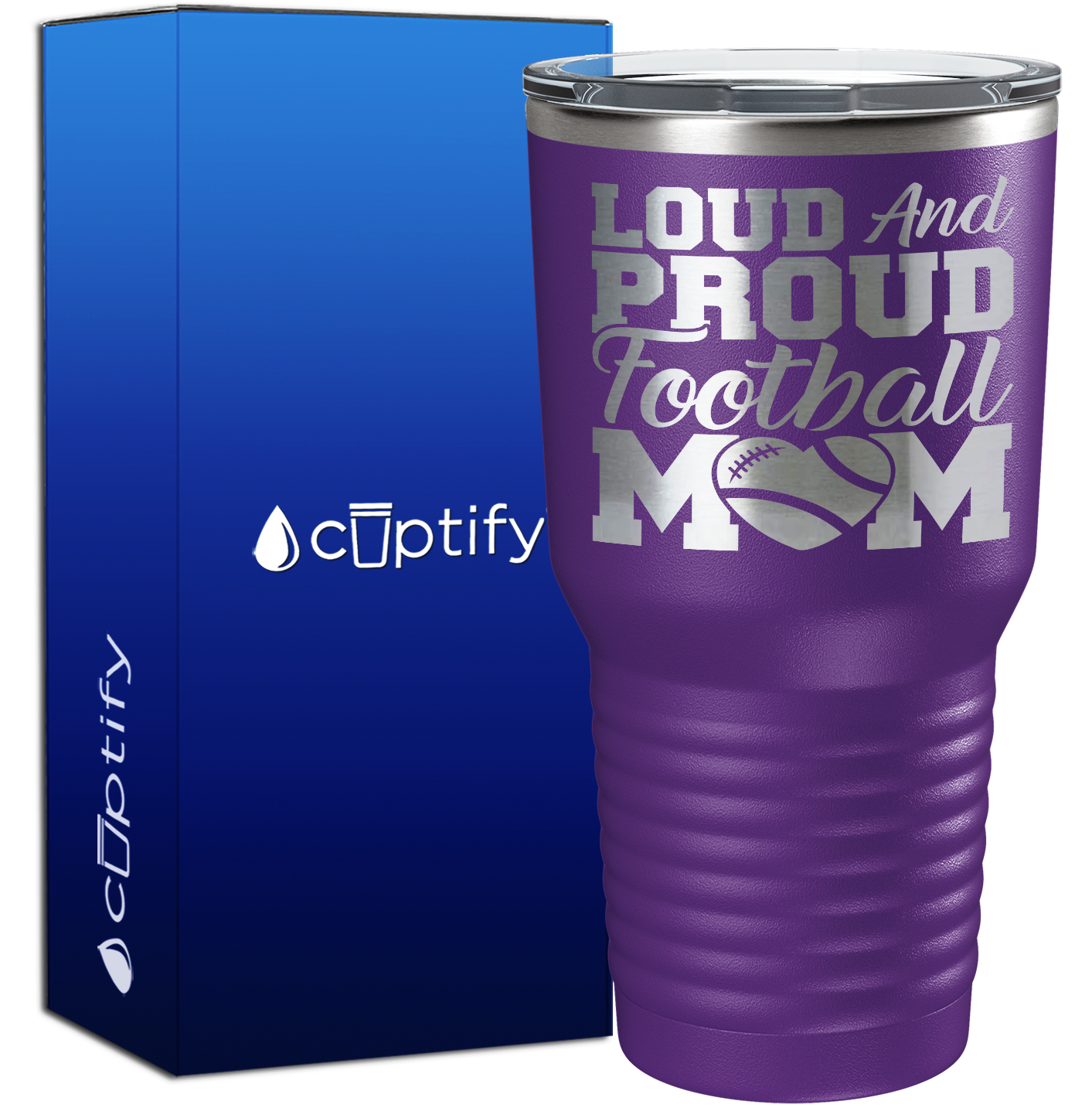 Loud and Proud Football Mom Heart 30oz Football Tumbler
