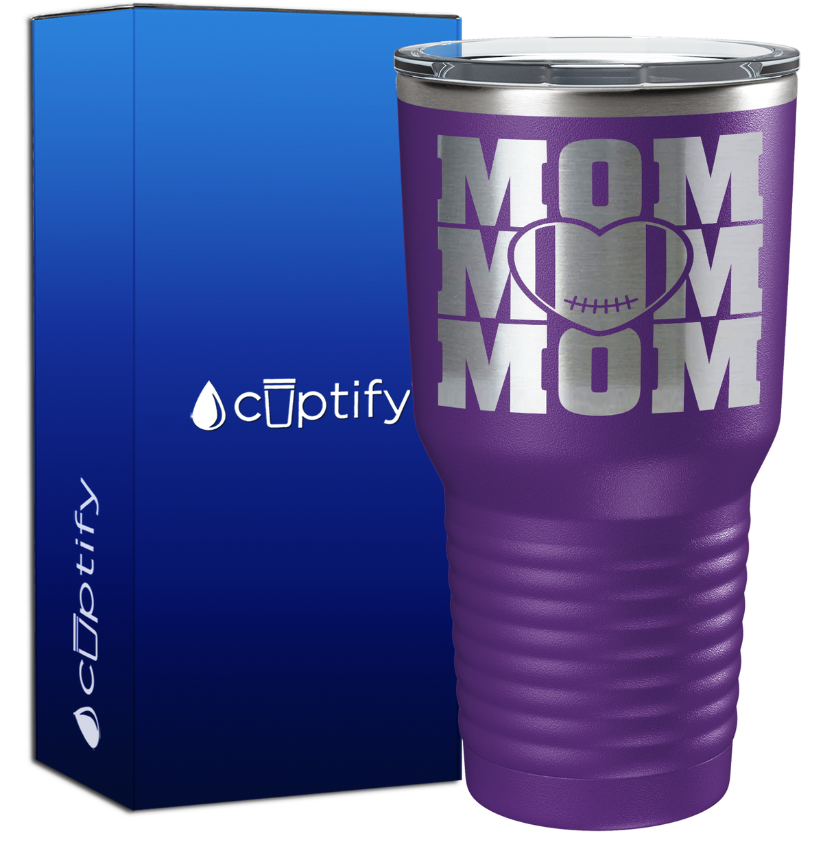 Mom Mom Mom Football 30oz Football Tumbler