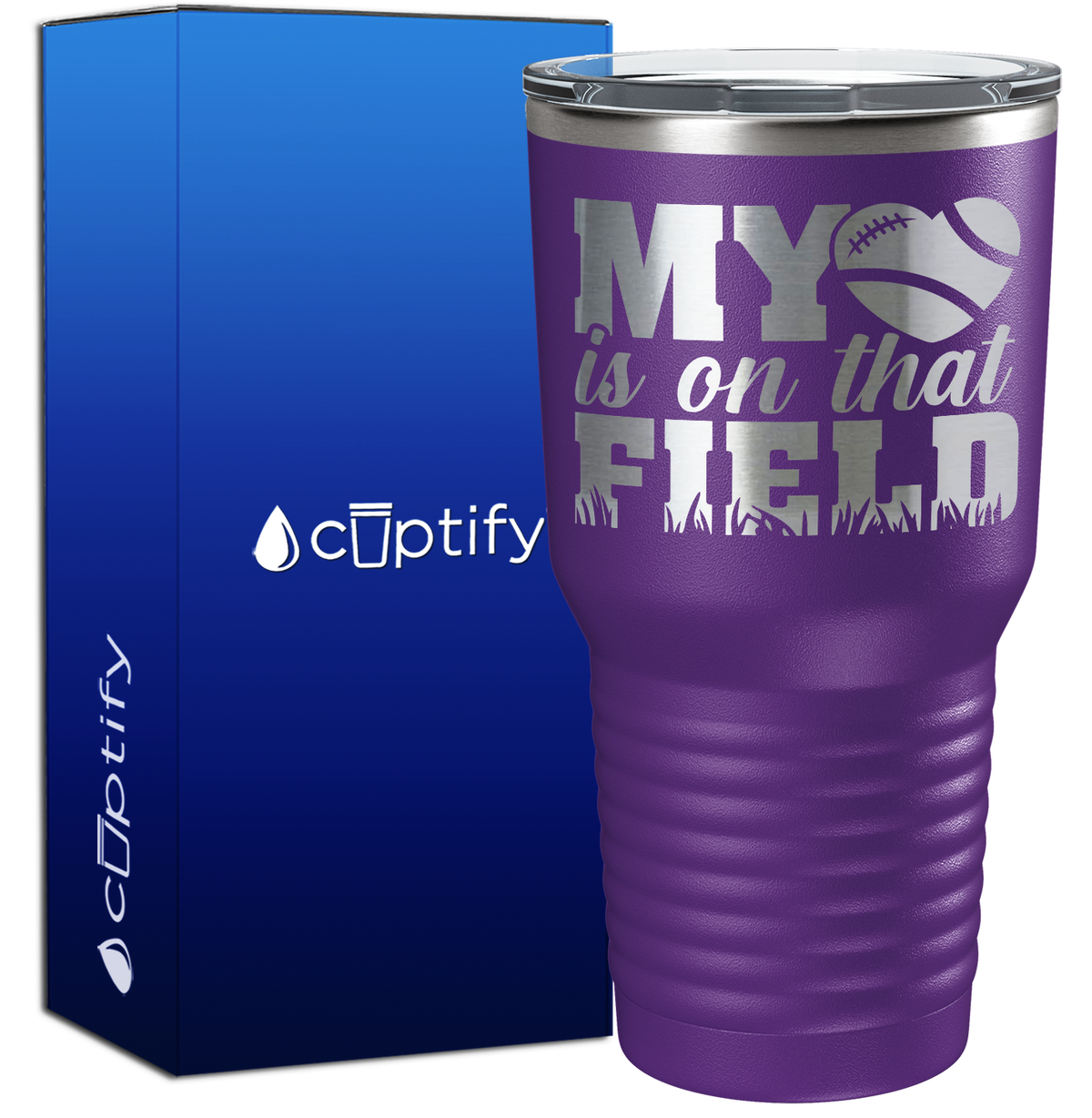 My Heart is on That Field Football 30oz Football Tumbler