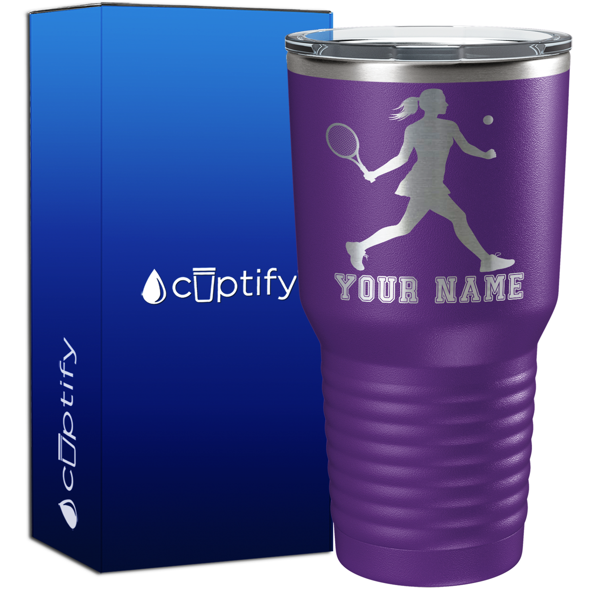 Personalized Female Tennis Player Silhouette 30oz Tennis Tumbler