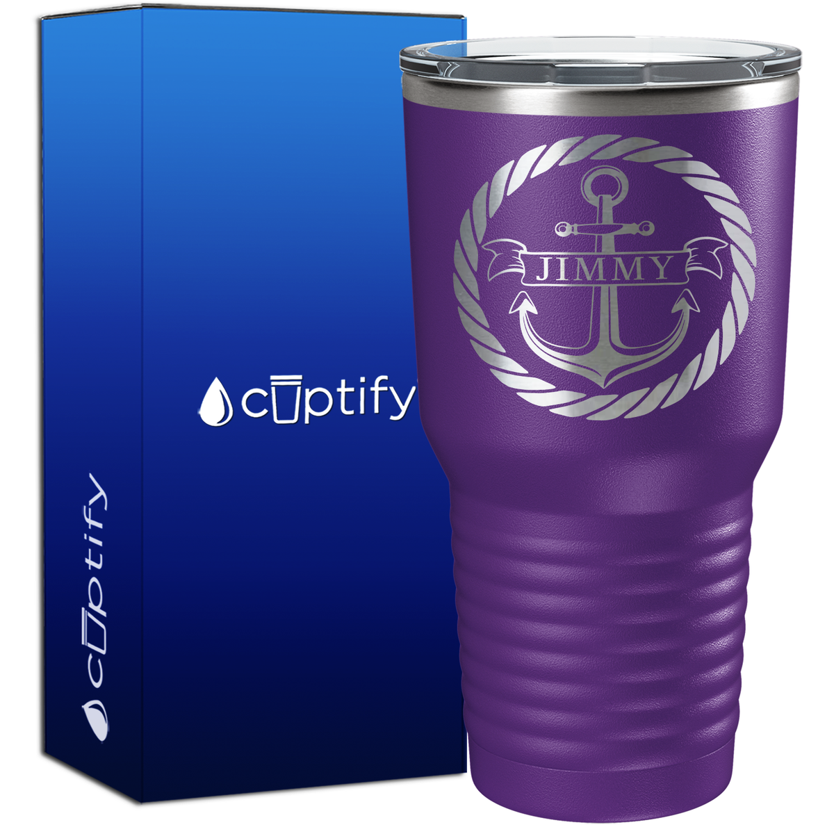 Personalized Anchor in Rope Circle 30oz Anchor Tumbler