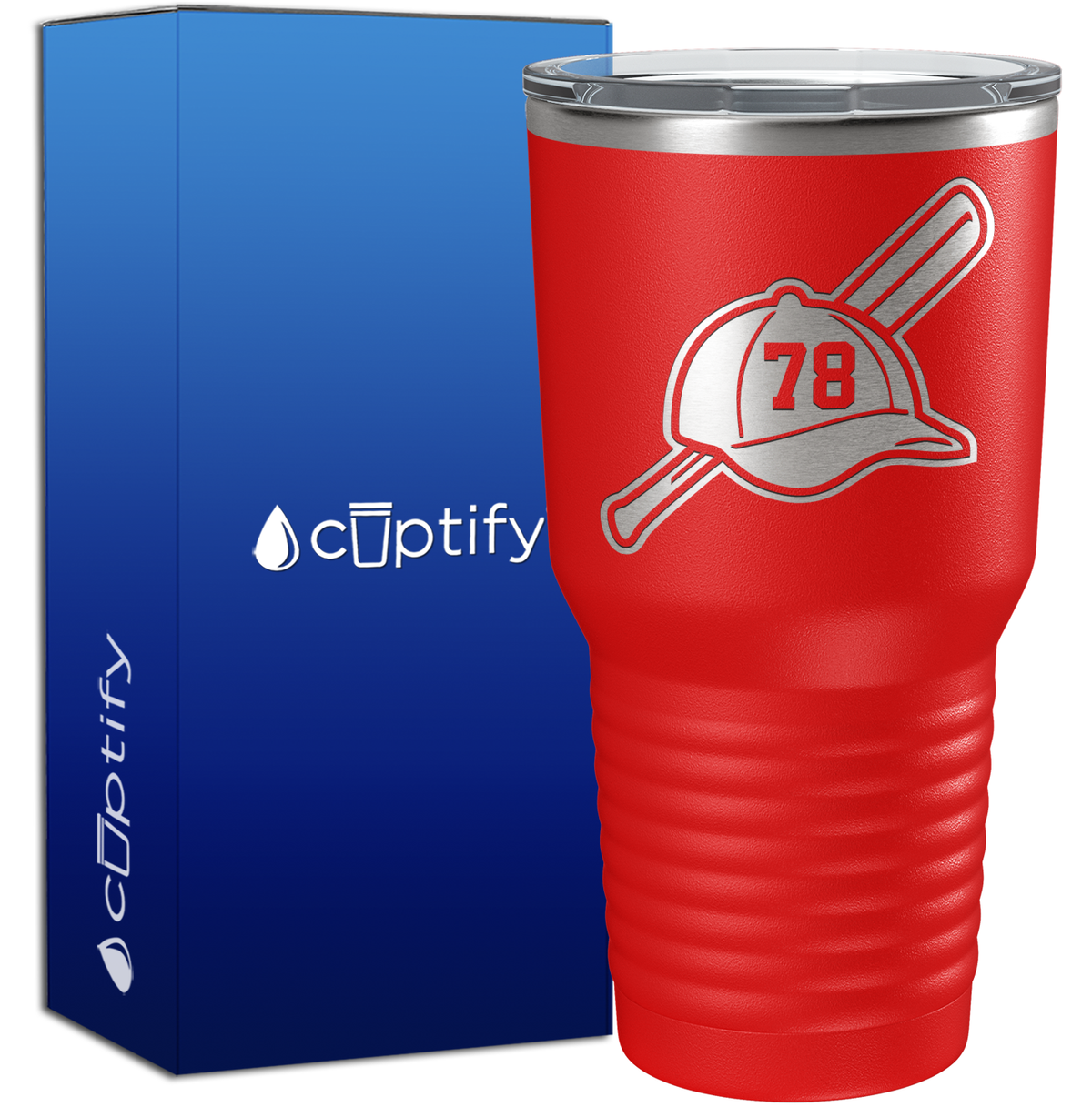 Baseball Bat and Hat with Personalized Number 30oz Baseball Tumbler