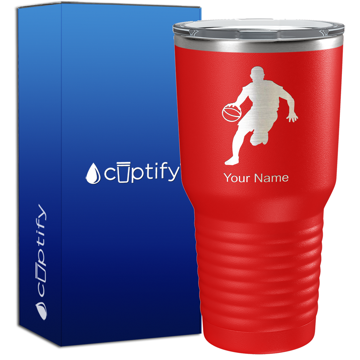 Personalized Basketball Player Silhouette on 30oz Tumbler