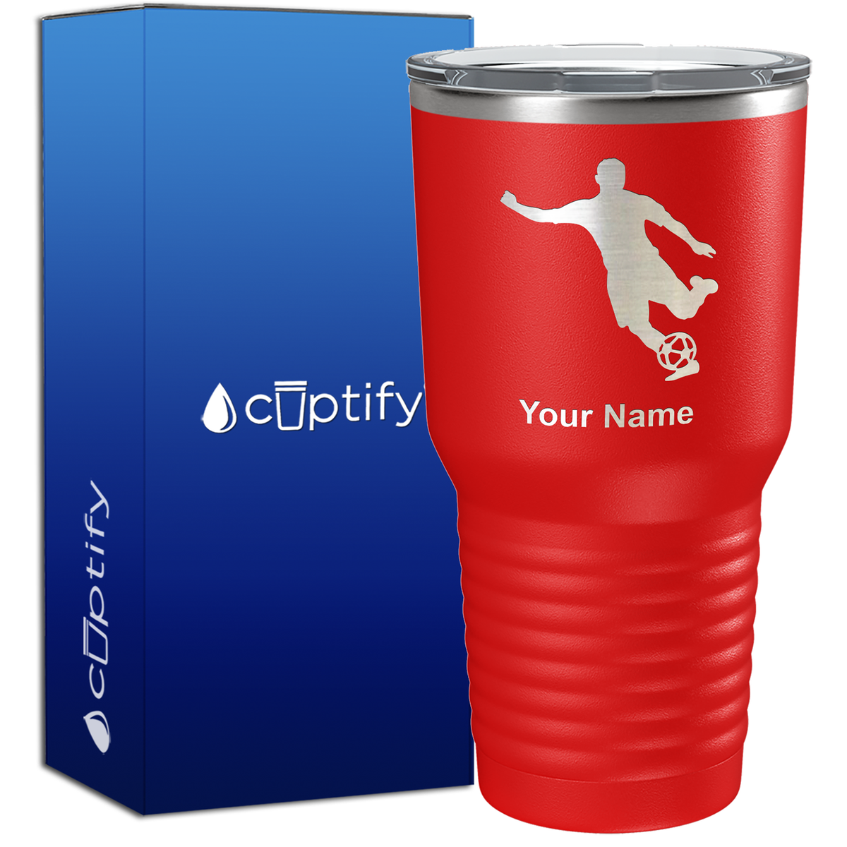 Personalized Soccer Player Silhouette 30oz Soccer Tumbler