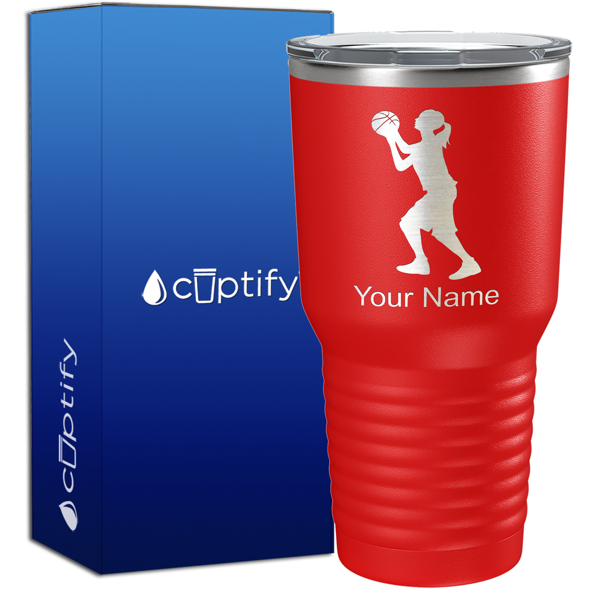 Personalized Girl Shooting Basketball on 30oz Tumbler