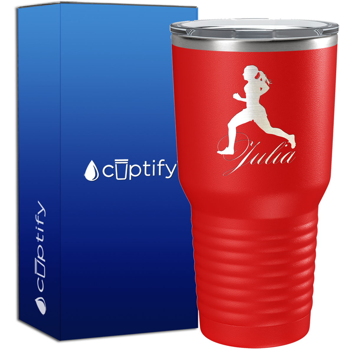 Personalized Running Women Silhouette 30oz Cross Country Tumbler