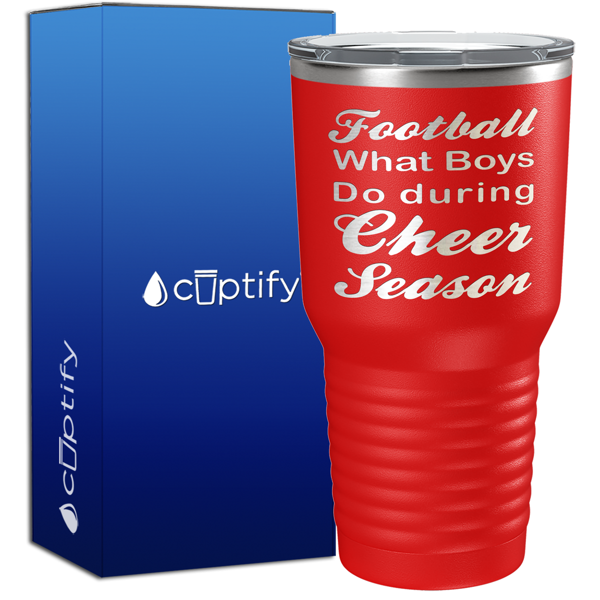 Football What Boys Do During Cheer Season 30oz Cheer Tumbler