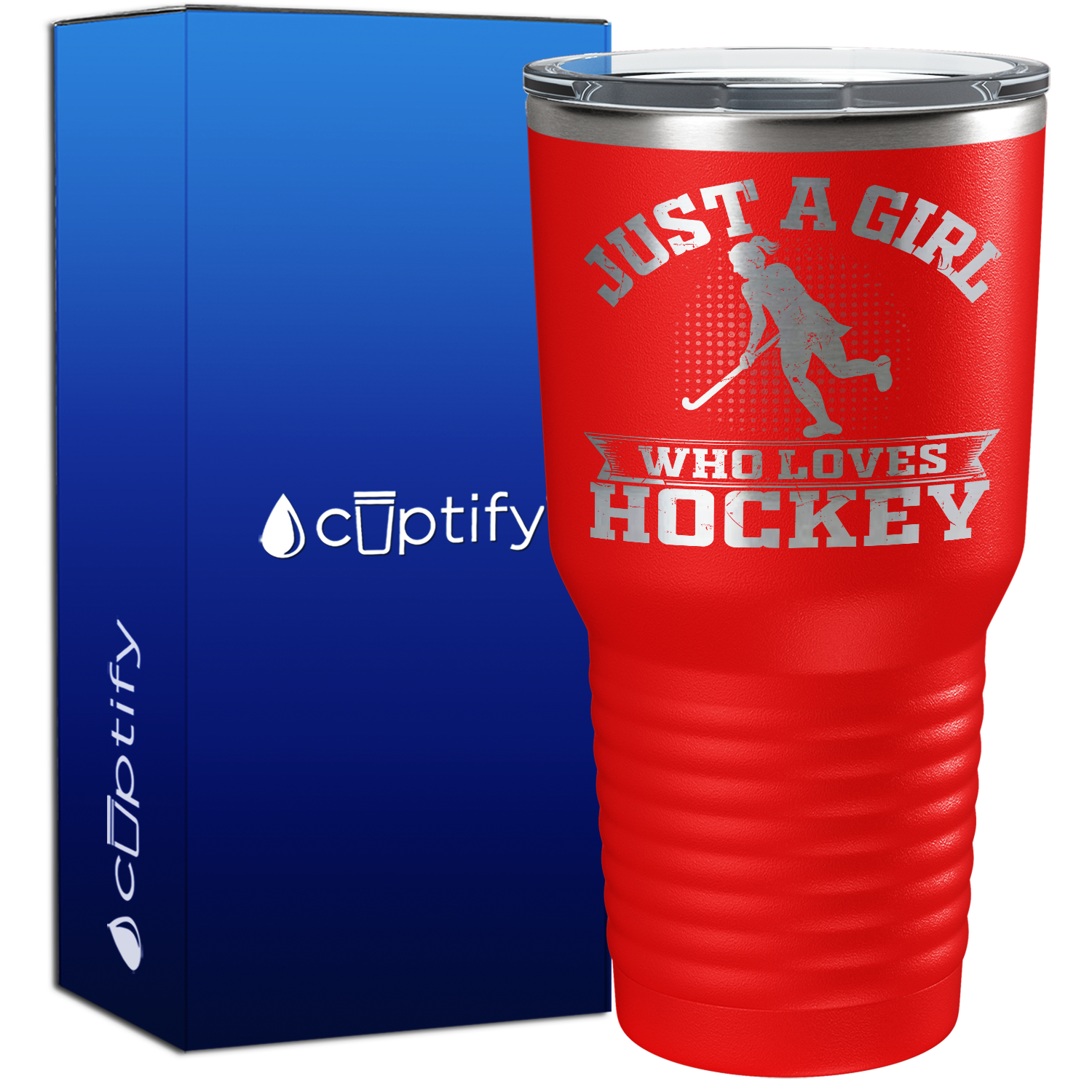 Just a Girl Who Loves Hockey Player Silhouette 30oz Hockey Tumbler