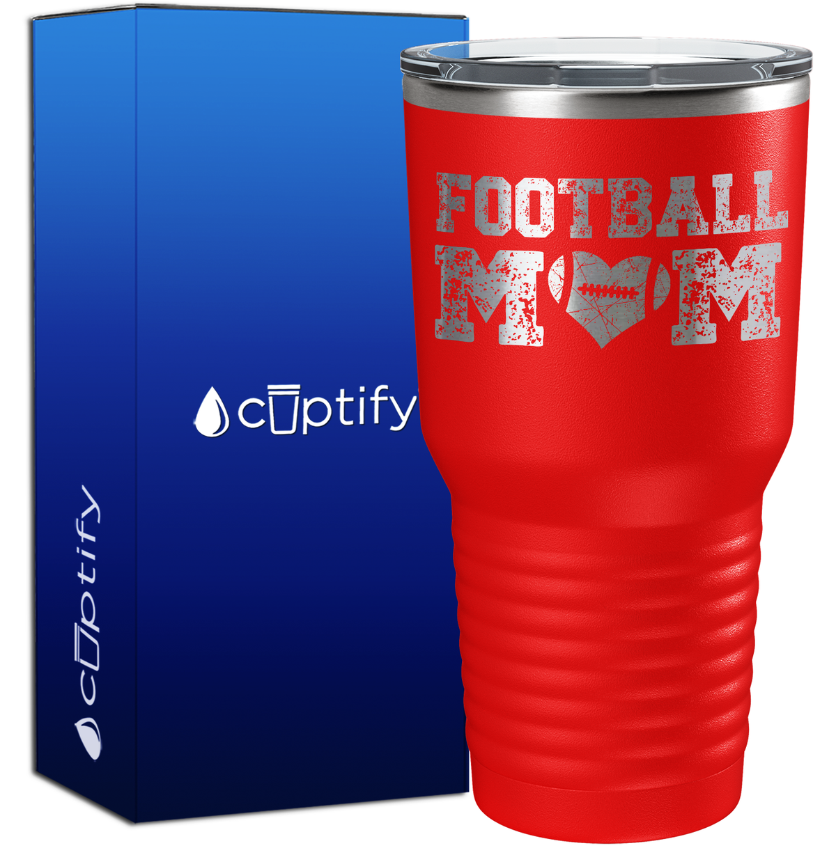 Football Mom Distressed 30oz Football Tumbler