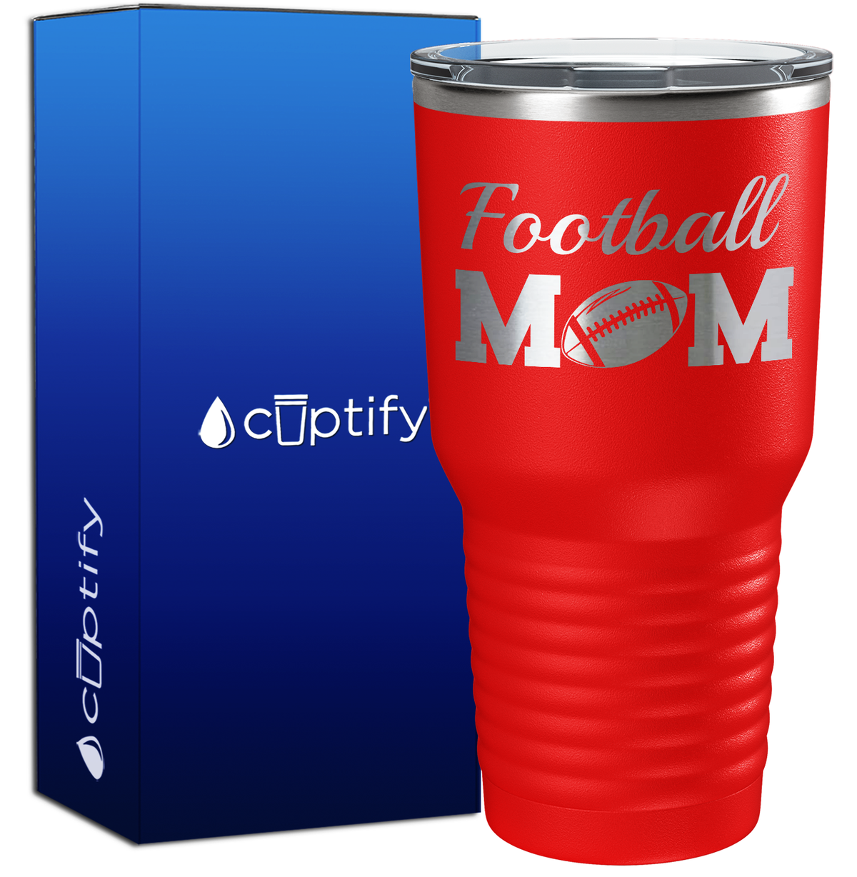 Football Mom with Ball 30oz Football Tumbler