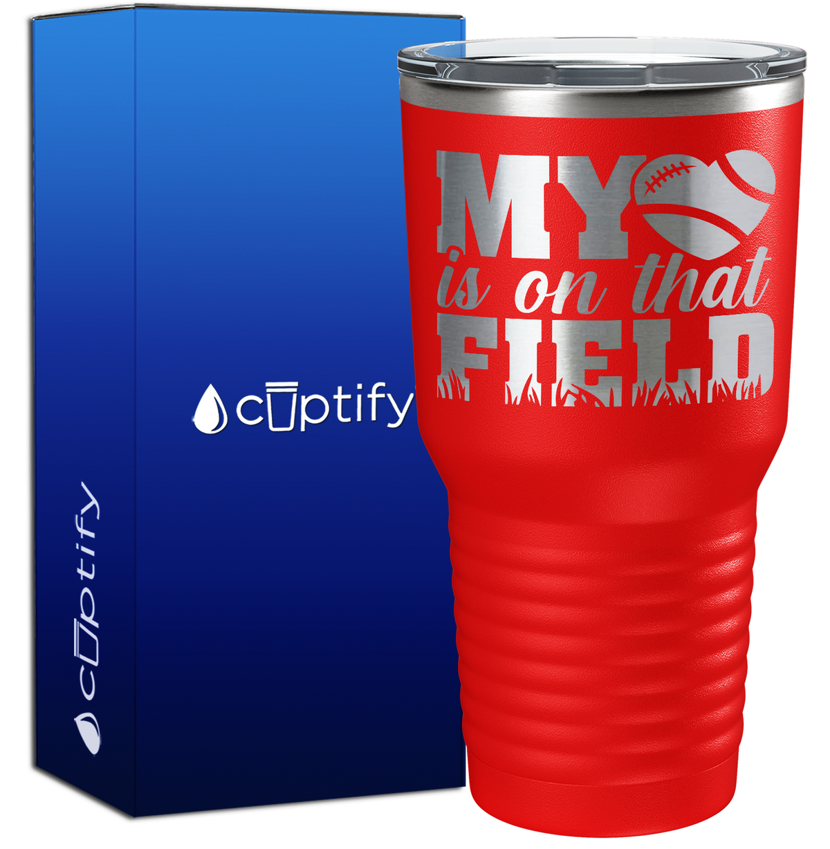 My Heart is on That Field Football 30oz Football Tumbler