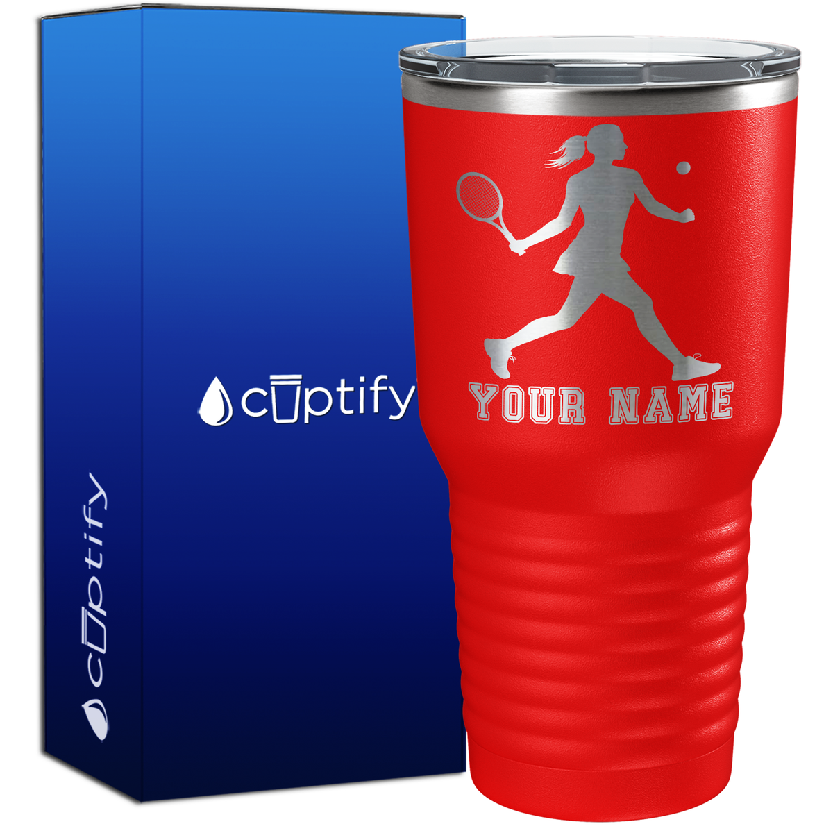 Personalized Female Tennis Player Silhouette 30oz Tennis Tumbler