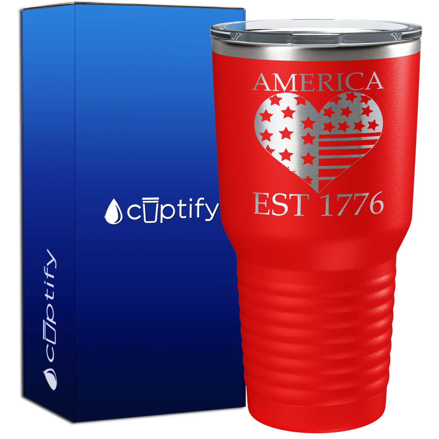 America Est 1776 Heart 30oz 4th of July Tumbler