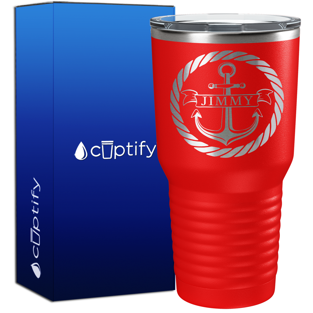 Personalized Anchor in Rope Circle 30oz Anchor Tumbler
