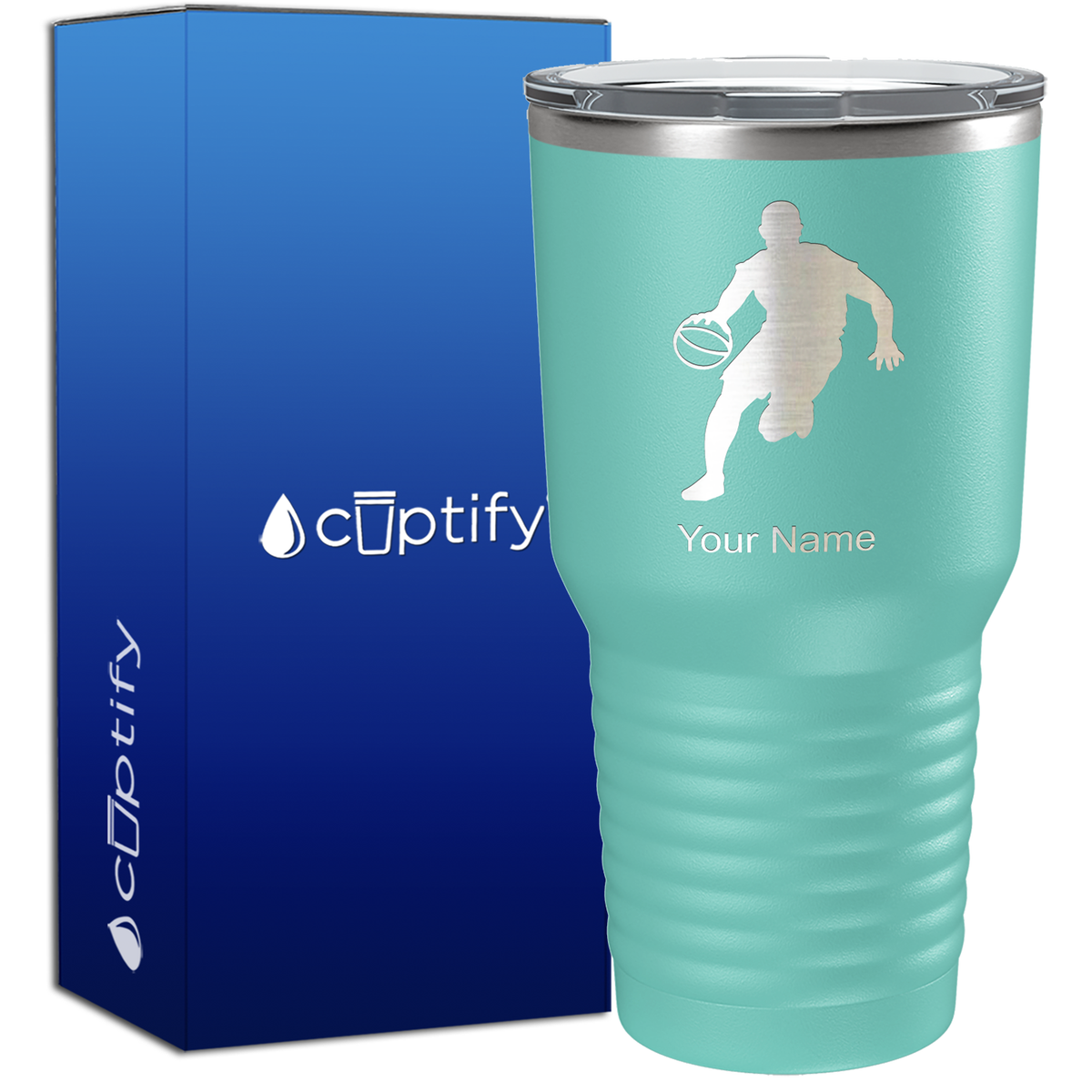 Personalized Basketball Player Silhouette on 30oz Tumbler