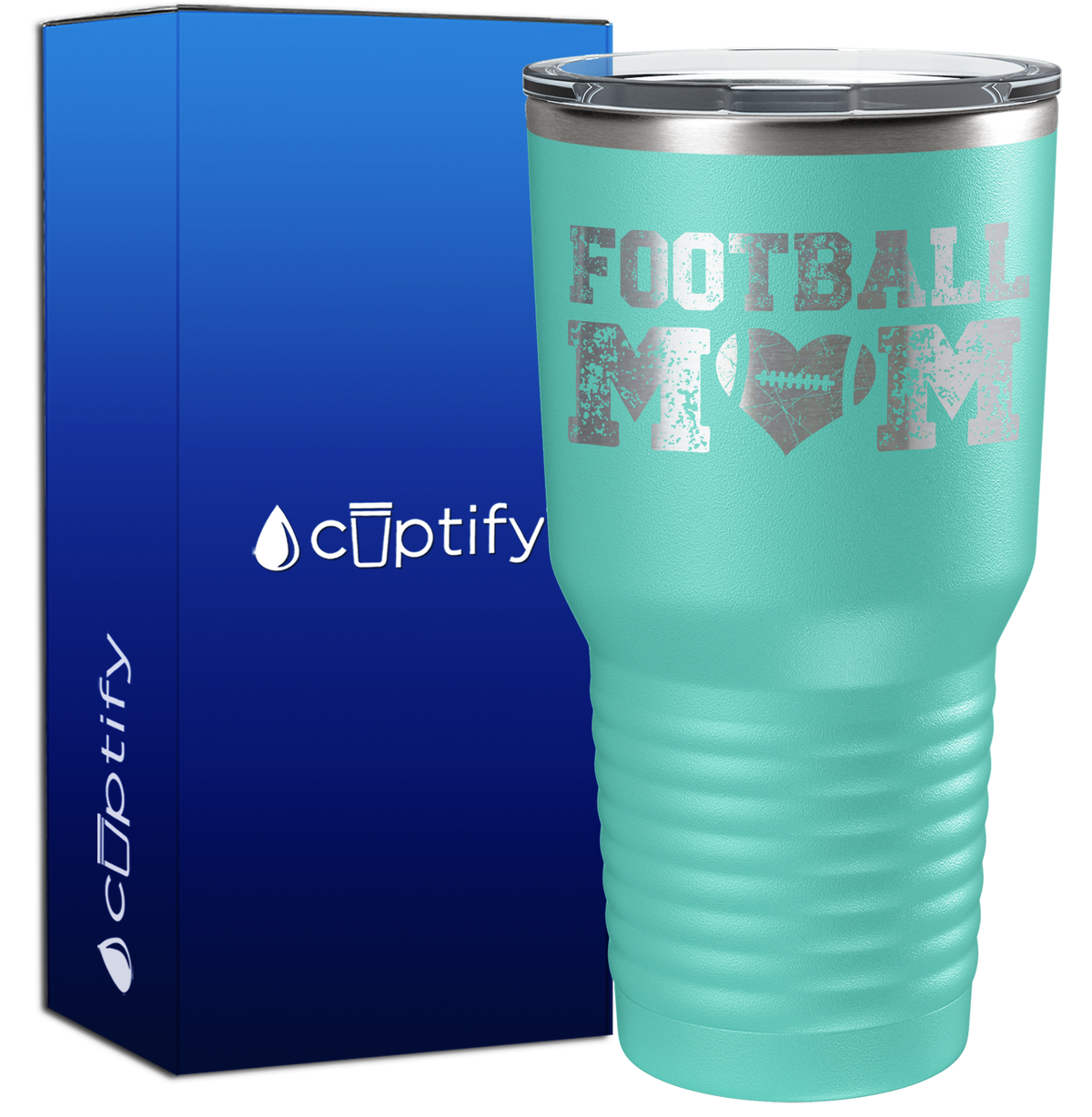 Football Mom Distressed 30oz Football Tumbler