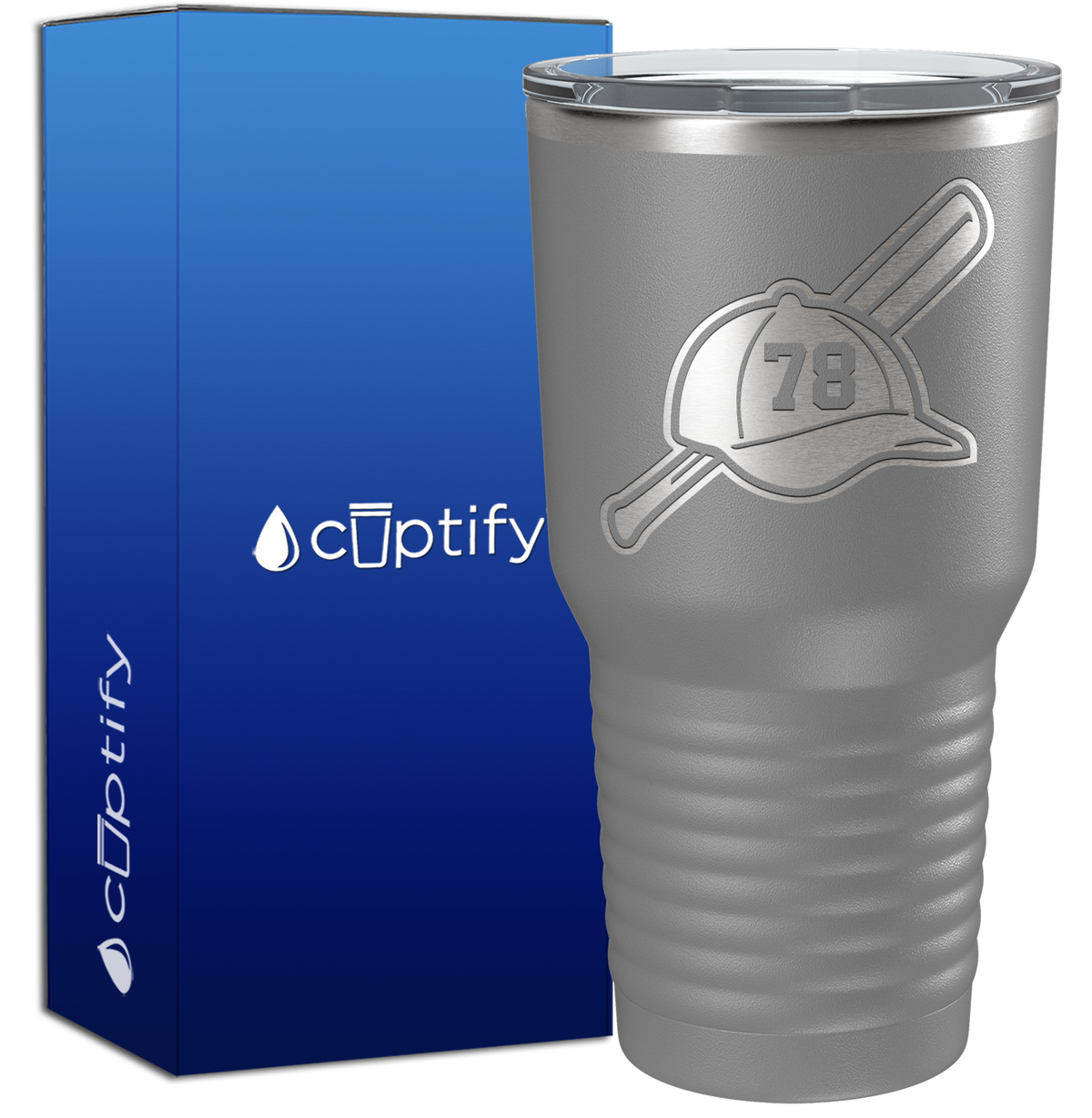 Baseball Bat and Hat with Personalized Number 30oz Baseball Tumbler
