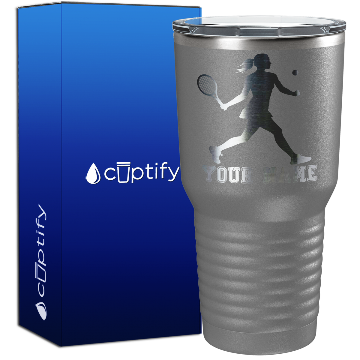 Personalized Female Tennis Player Silhouette 30oz Tennis Tumbler