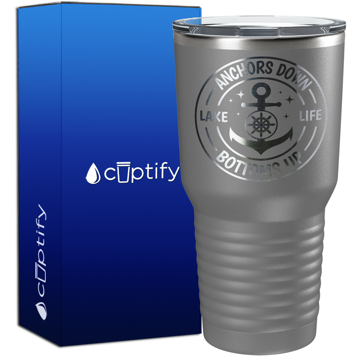 Anchors Down Bottoms Up Circle 30oz Anchor Tumbler