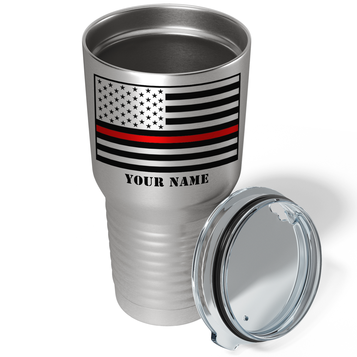 Personalized Thin Red Line on Stainless 30oz Firefighter Tumbler