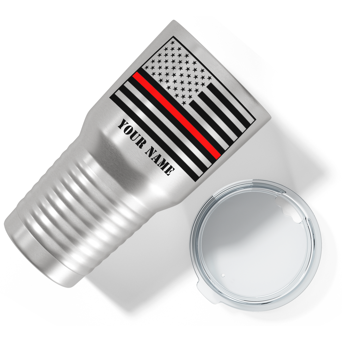 Personalized Thin Red Line on Stainless 30oz Firefighter Tumbler