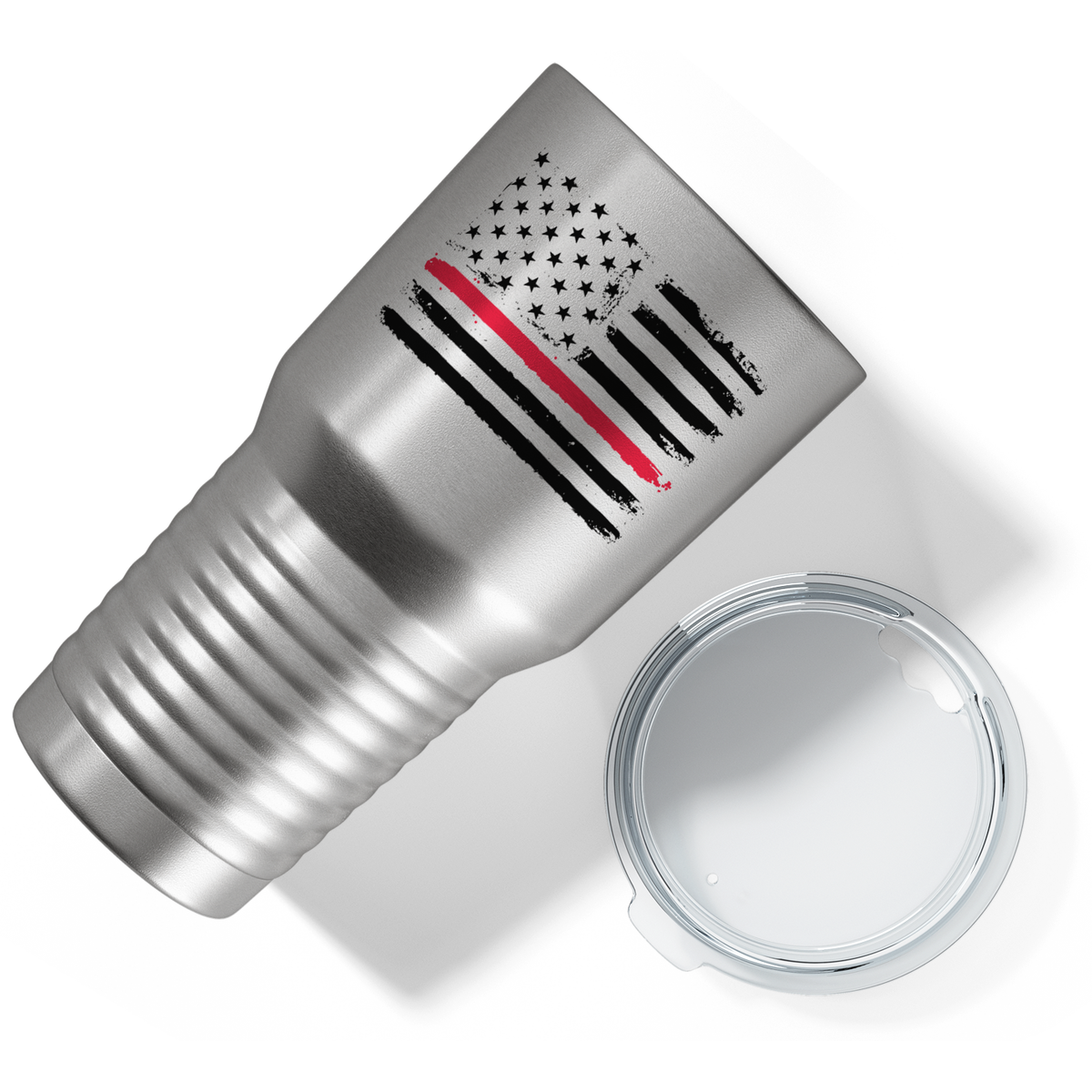 Retro USA Flag Thin Red Line on Stainless 30oz Firefighter Tumbler